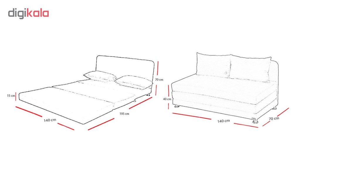 کاناپه مبل تخت شو ( تختخواب شو ، تخت خوابشو ) دو نفره آرا سوفا مدل A20